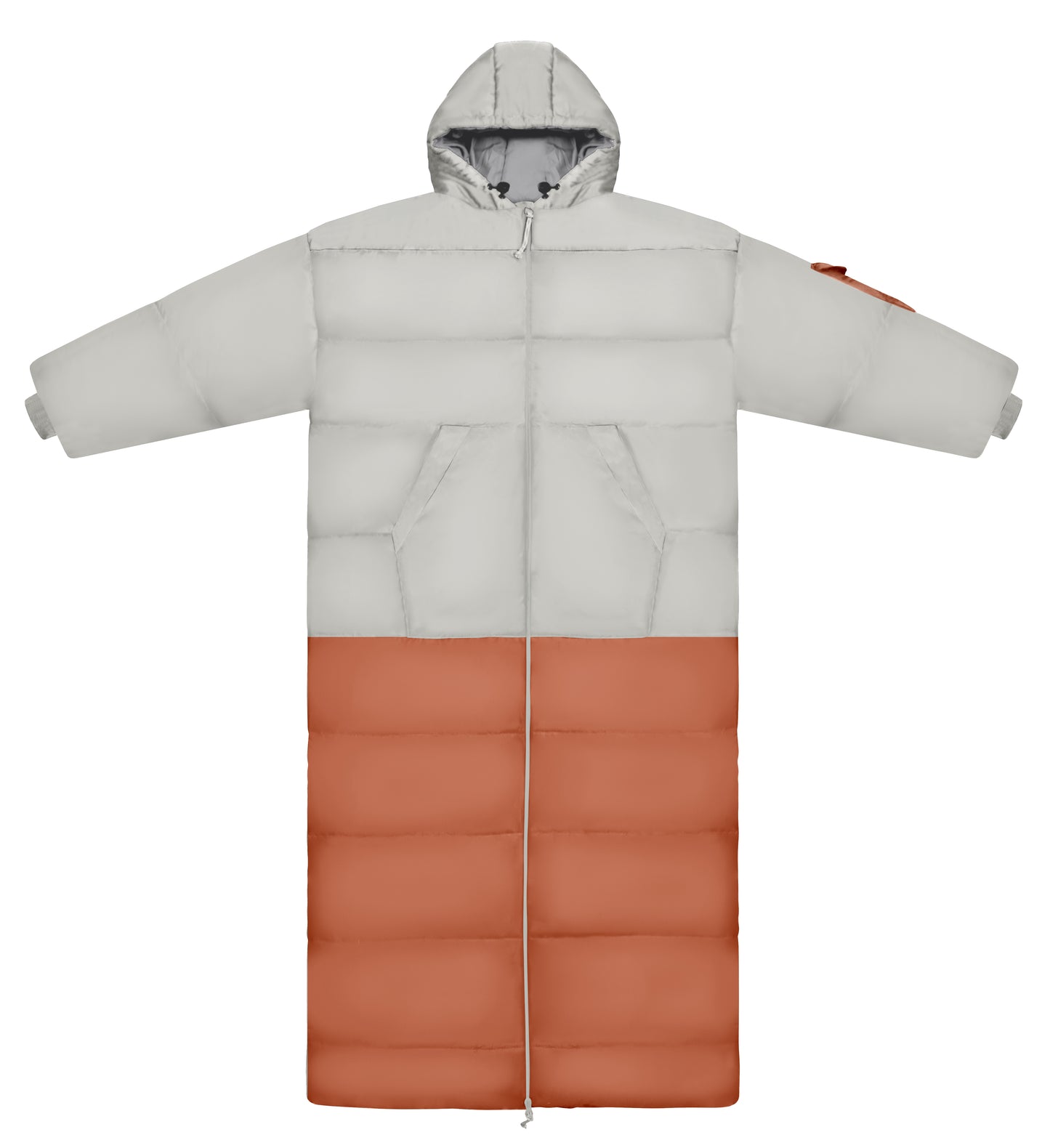 Coral Pink and White Long Sleeve Sleeping Bag Jacket L-XXL