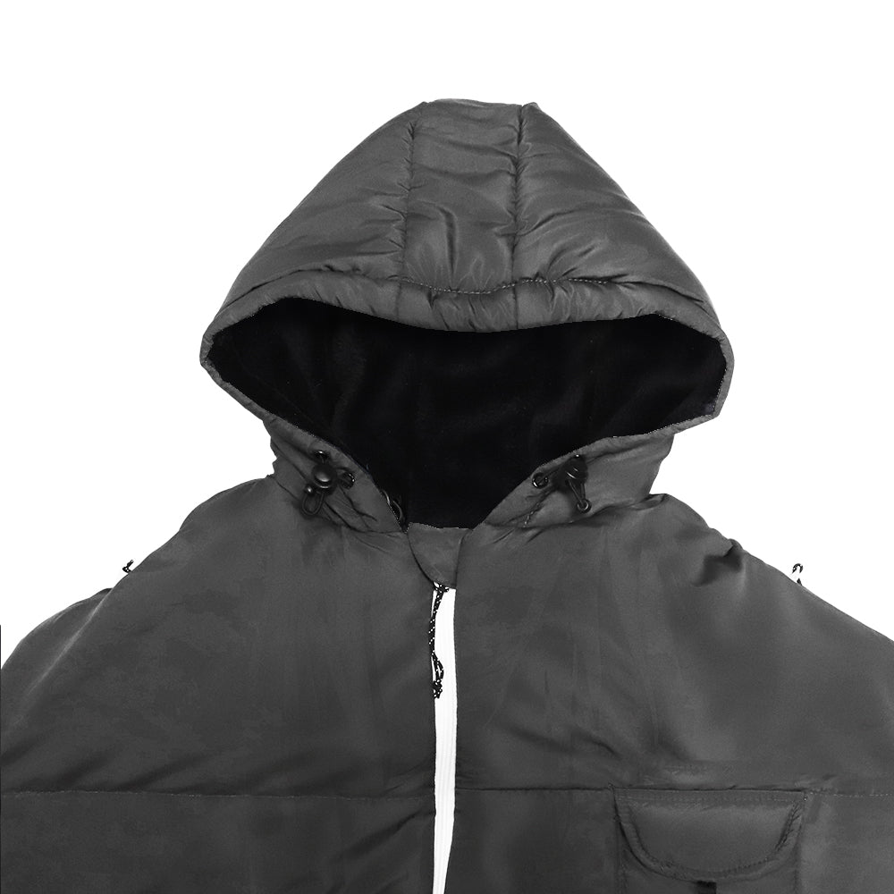 Grey Fur Lined Sleevless Sleeping Bag Jacket S-L