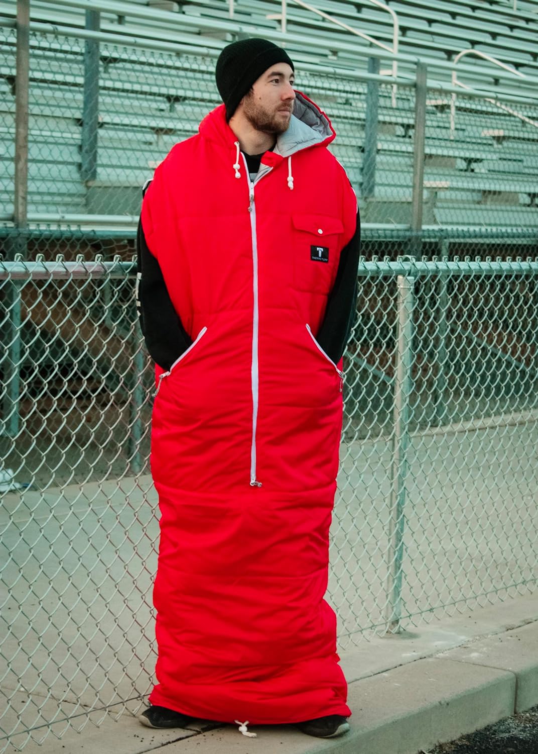 Red Fur Lined Wearable Sleeping Bag L-XXL
