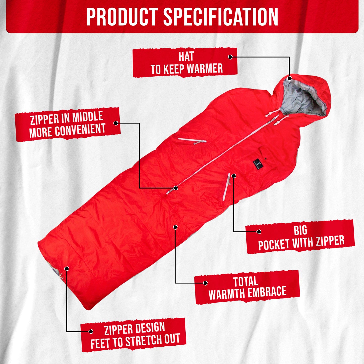 Red Wearable Sleeping Bag S-L