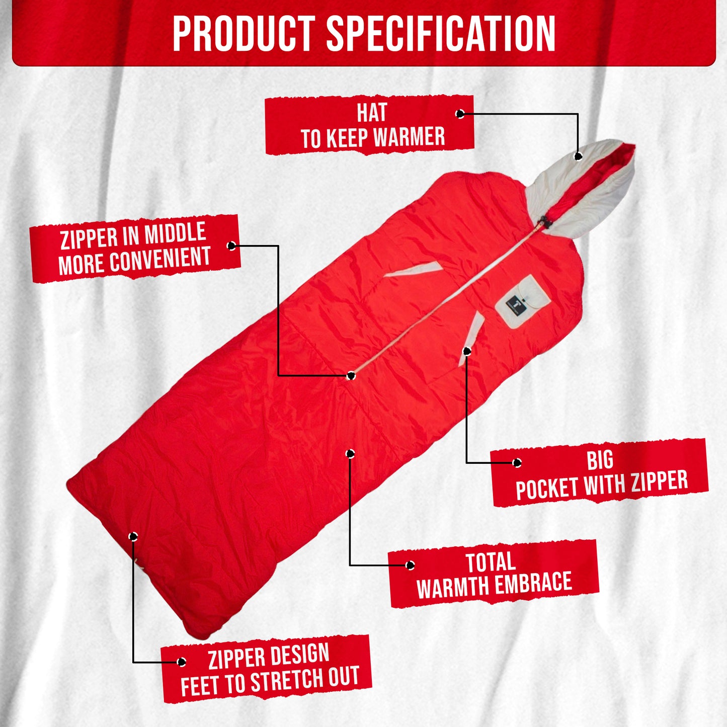 Red/White Wearable Sleeping Bag